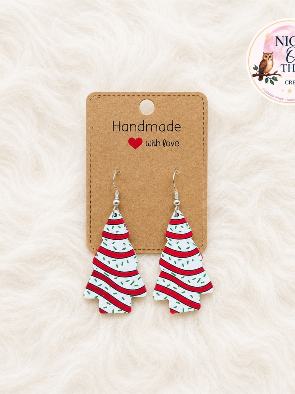 Christmas Tree Earrings "Little Debbies" Dangle Drop Retro Vintage